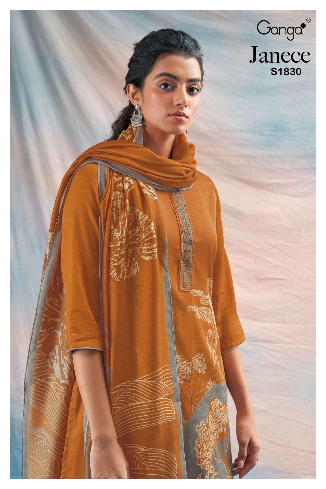 Ganga Unstitched Suit Dress Material Fabric with Chiffon Dupatta – Stilento