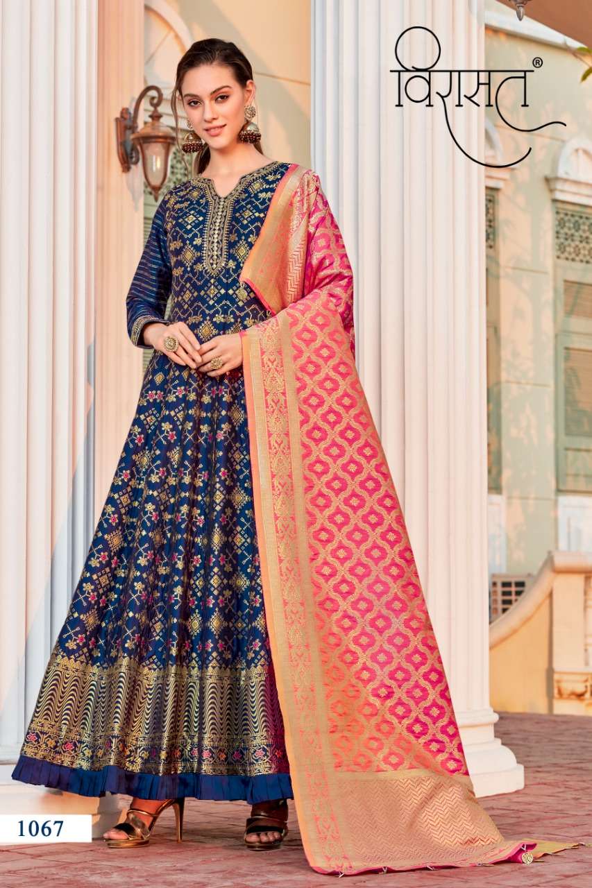 Buy Black and Violet Banarasi Silk Readymade Churidar Salwar Suit Online