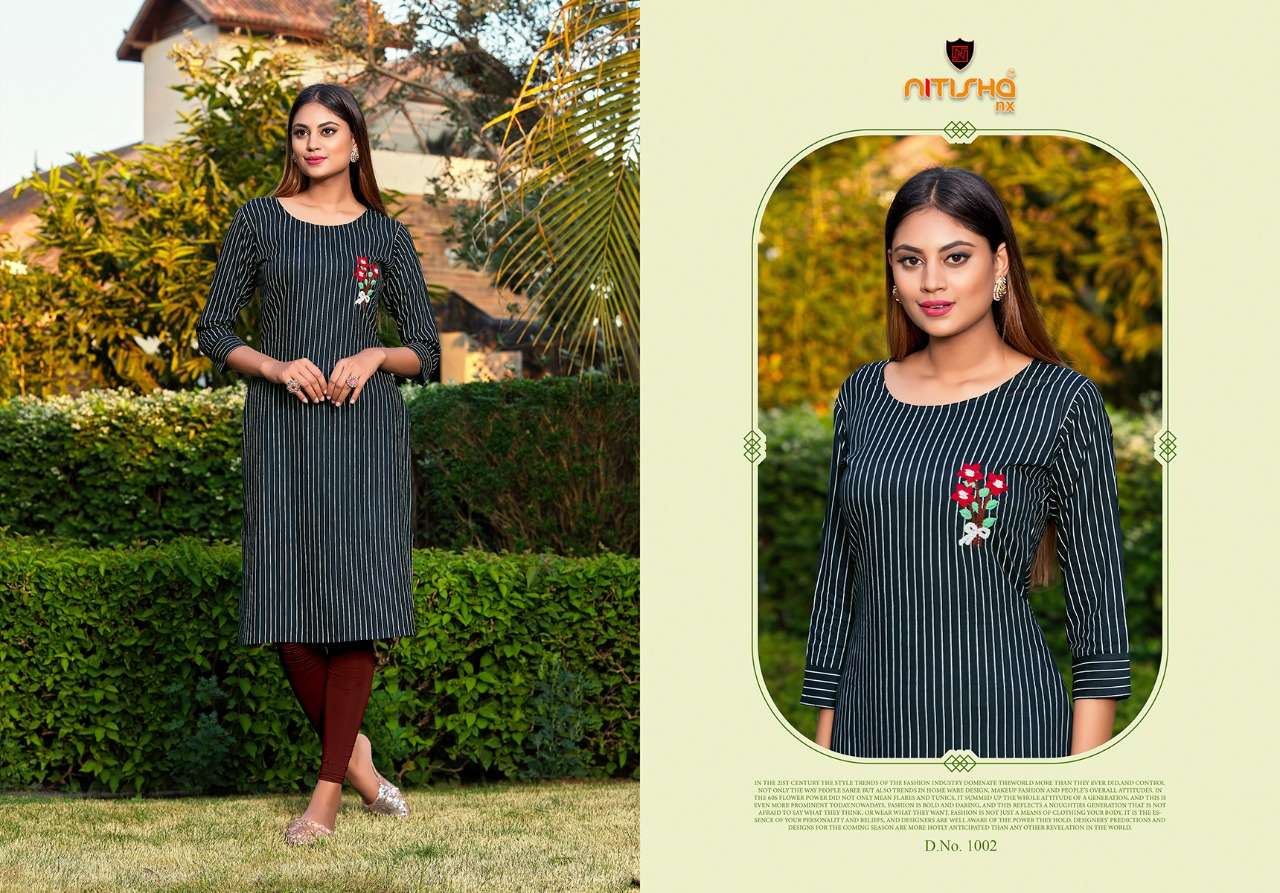 Nitisha NX Kitab Rayon Regular Wear Designer Kurtis Collection